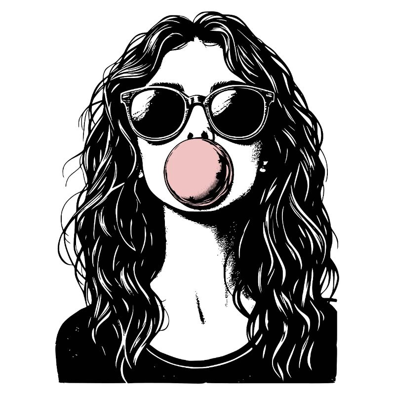 Cooles Mädchen bläst Kaugummi