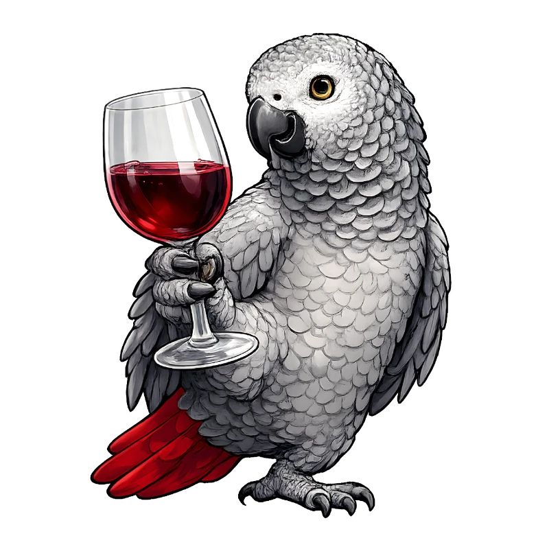 Graupapagei Weinglas
