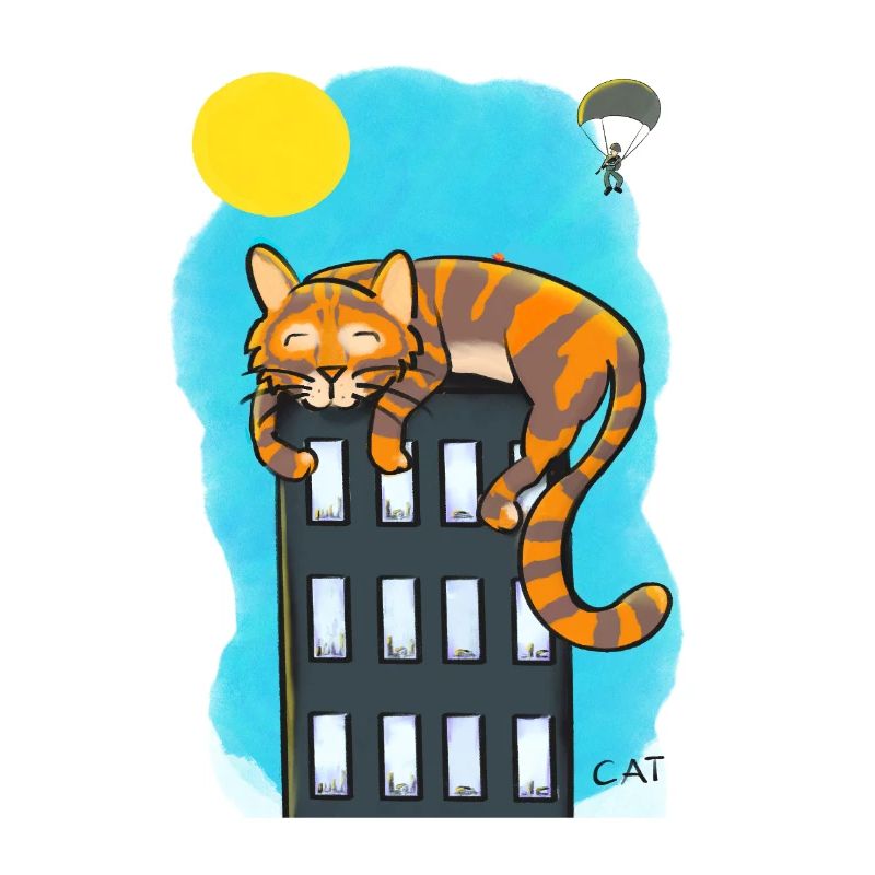 Katze über Wolkenkratzer