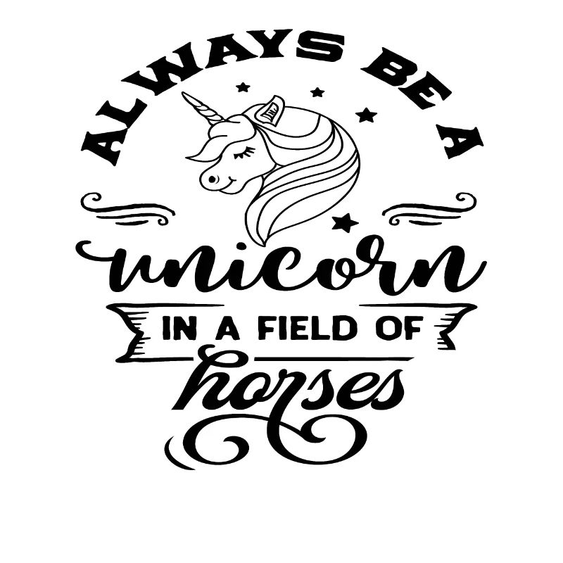 Sei immer ein Einhorn auf dem Feld der Pferde