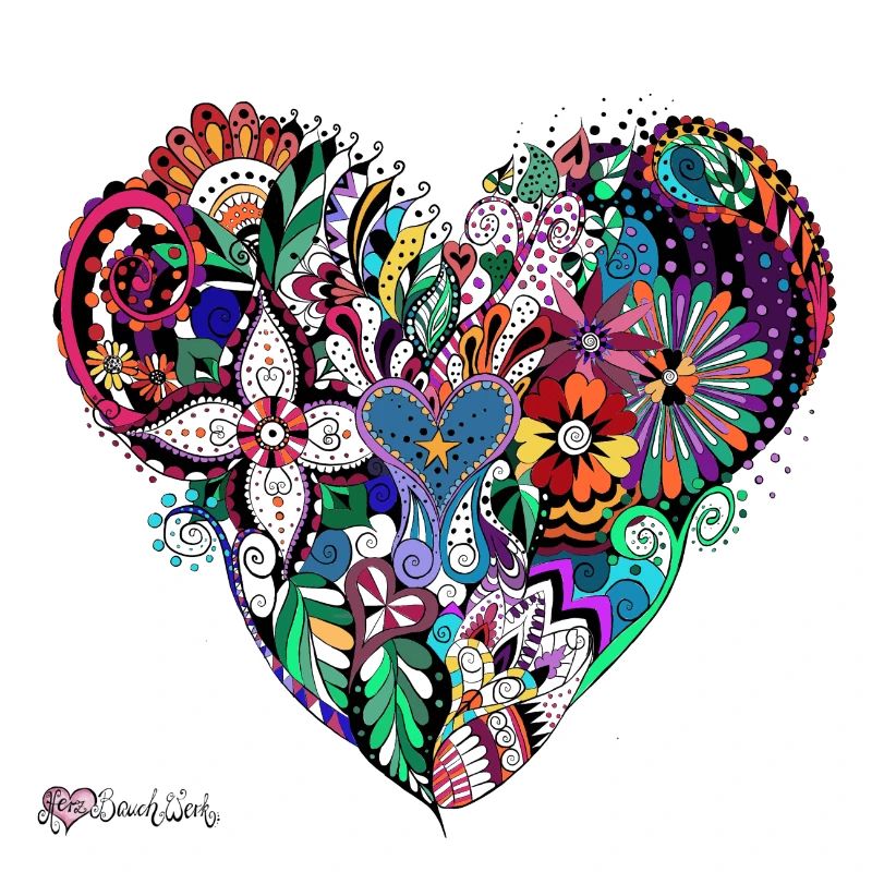 Mandala Herz bunt.
