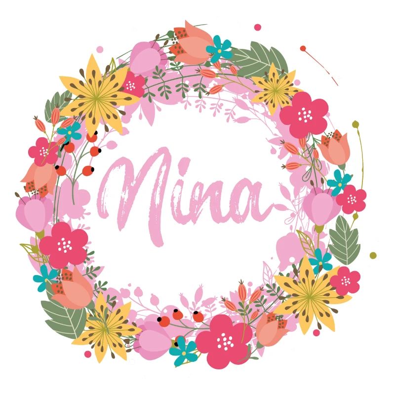 nina,blumen,blumenkranz,floral,illustration