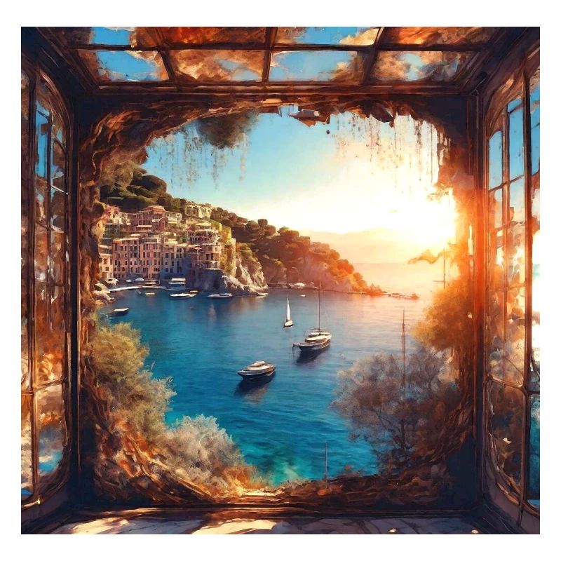 portofino,landschaft,aquarell,malerei