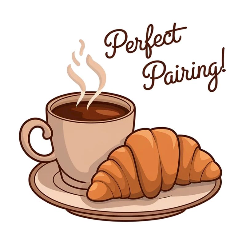 Perfektes Frühstück - Kaffee-Croissant