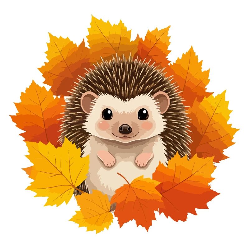 Igel und Blätter