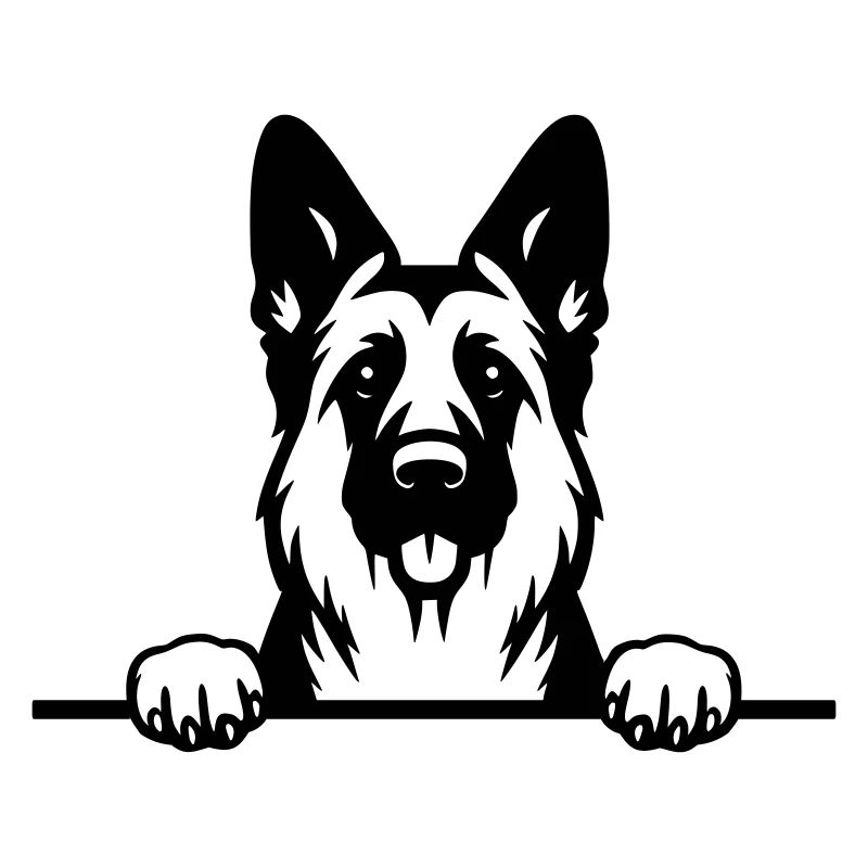 Peeking German Shepherd - DSH - Vector