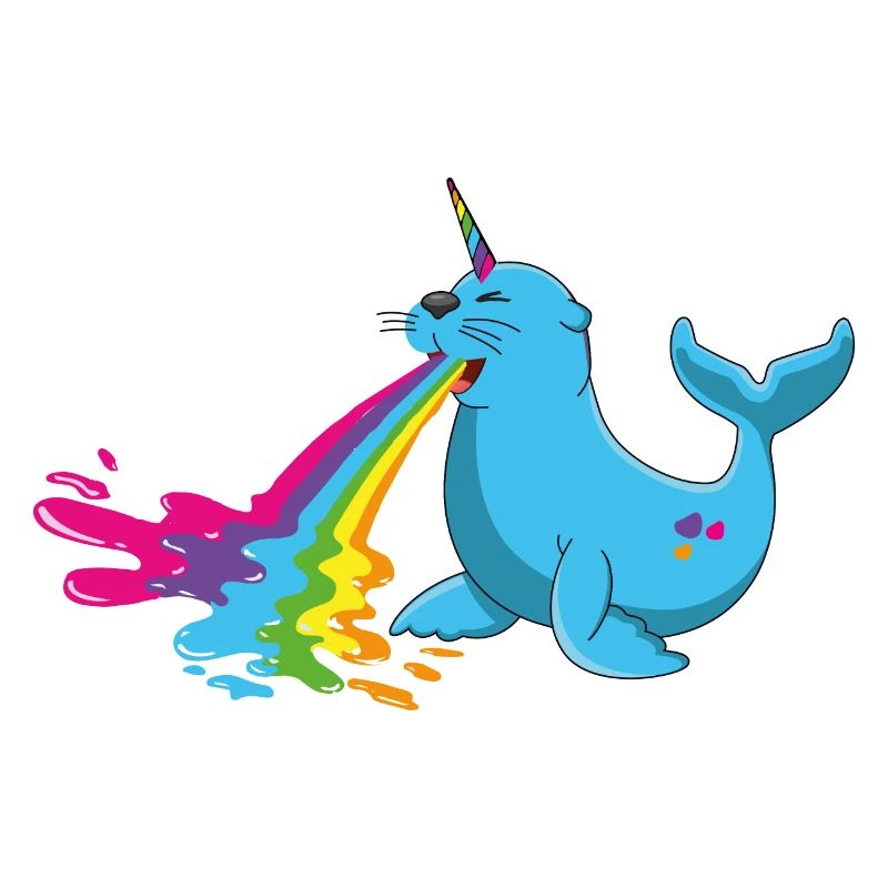 seehund,regenbogen,kotzender seehund,robbe,einhorn