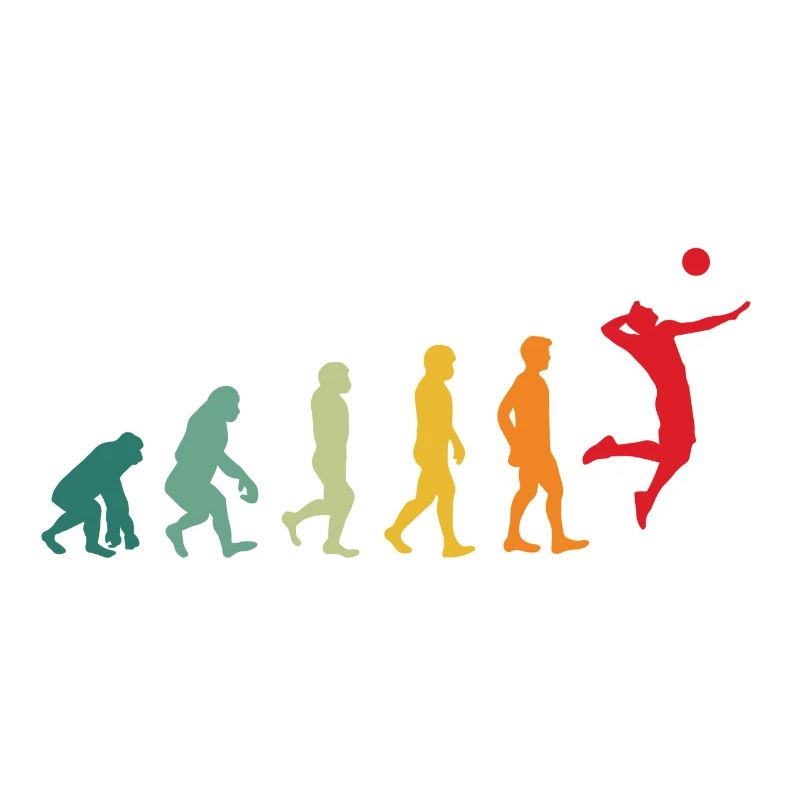 Volleyball Evolution Development Funny Retro
