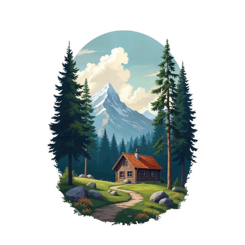 Cabane pixélisée dans les bois