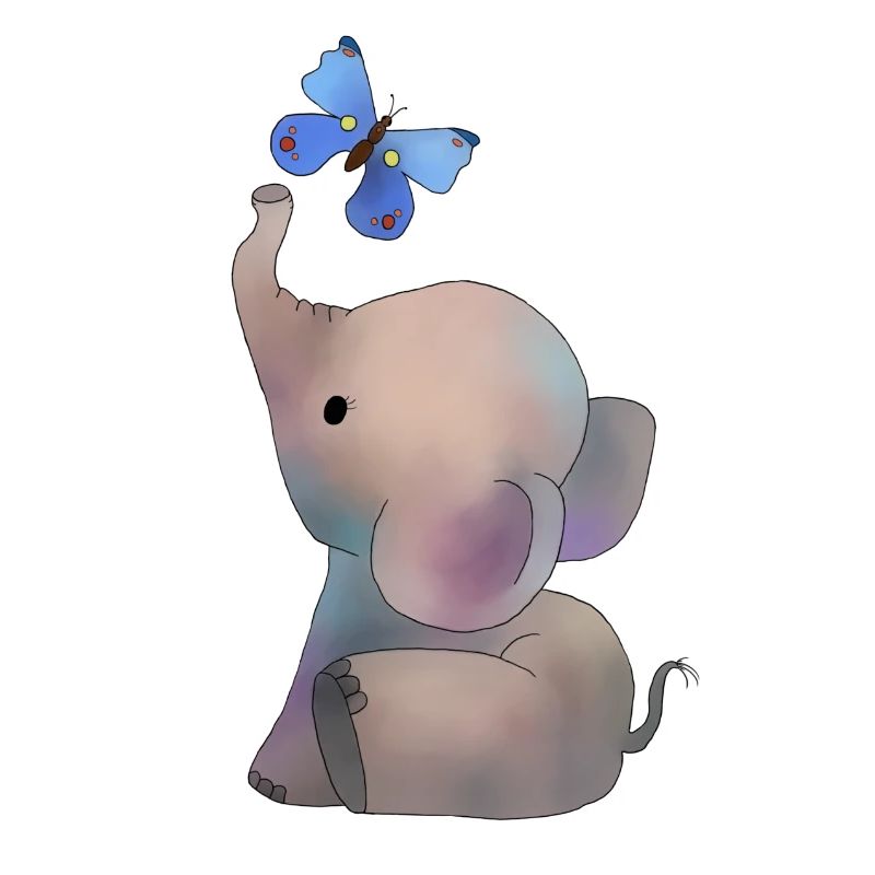 Elefant mit Schmetterling