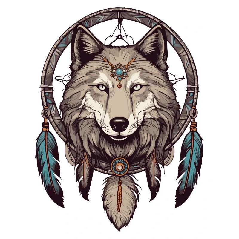 Dream catcher with wolf