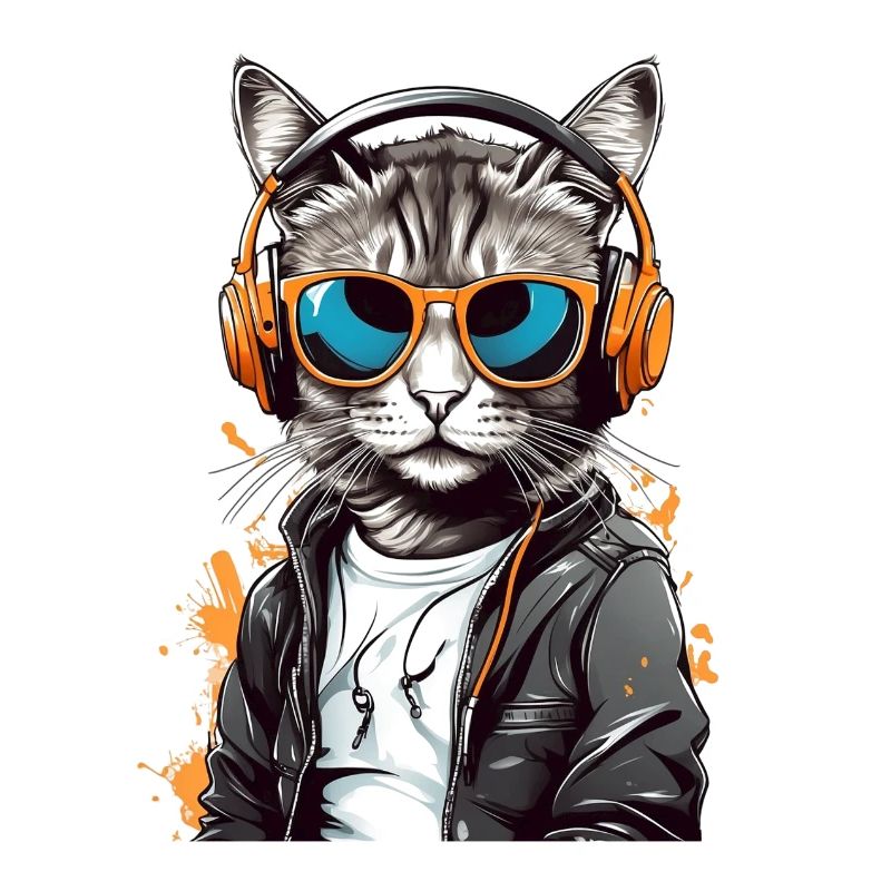 Katzen-DJ mit Kopfhörern