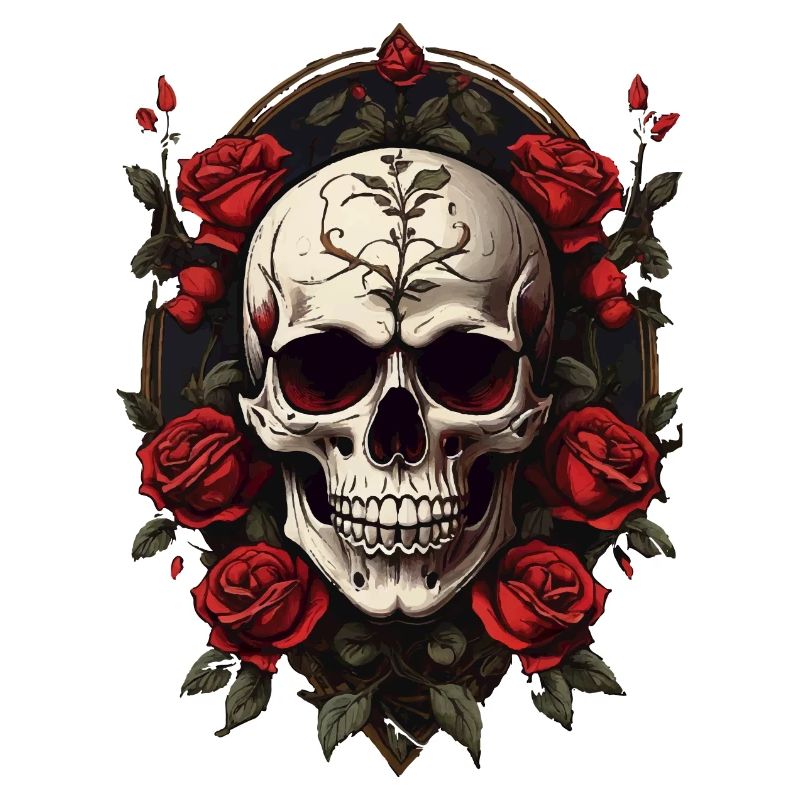 Gothic Schädel mit Rosenkranz