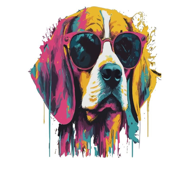 Bunter Hund mit Sonnenbrille