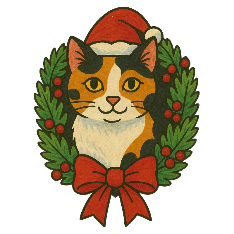 Kalikokatze im Weihnachtskranz