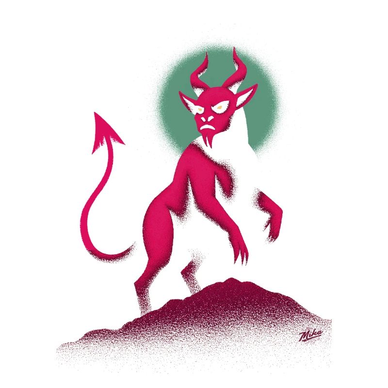 Retro Dämon auf Lavafelsen