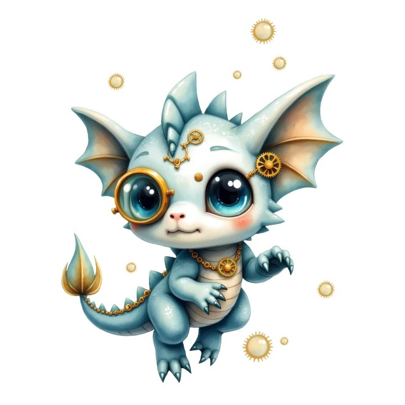 Steampunk Drache mit Lupe