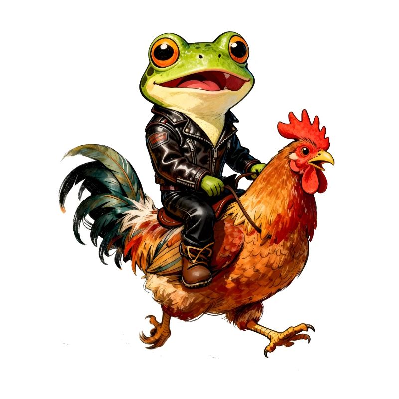 Bikerfrosch auf Hahn