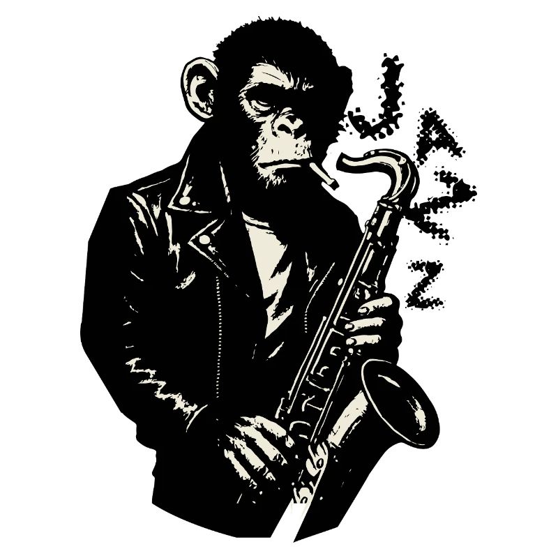 Noir Jazz Monkey Sax
