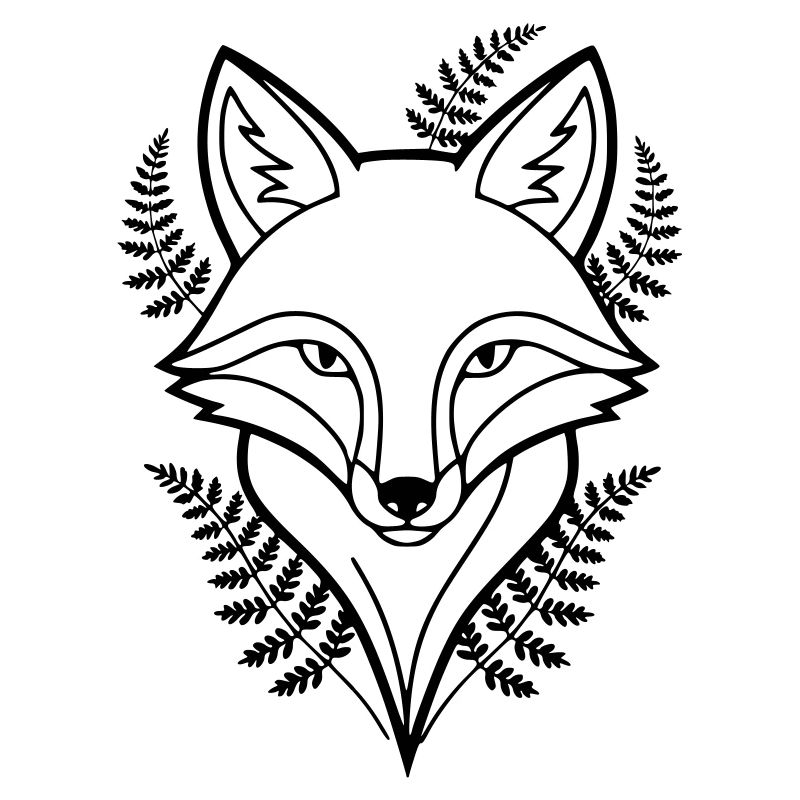 Fuchs Farn Blätter Lineart