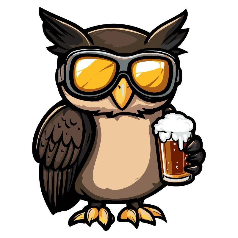 Eule Apres Ski Bier Comic