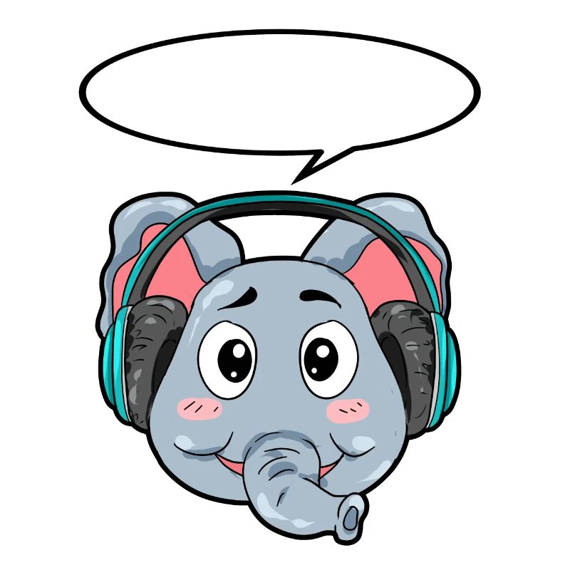 Elefant mit Kopfhörer