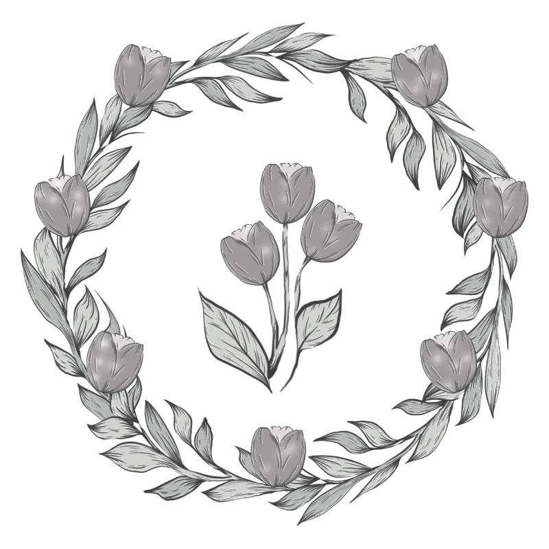Illustration Tulpenkranz Graustufen