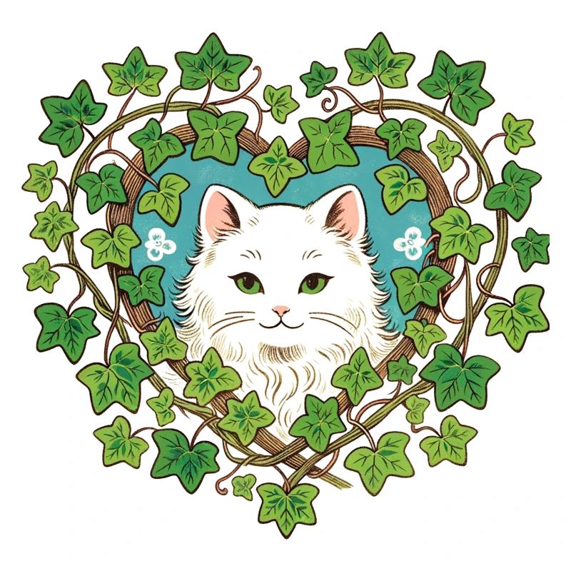 Weiße Katze Efeu