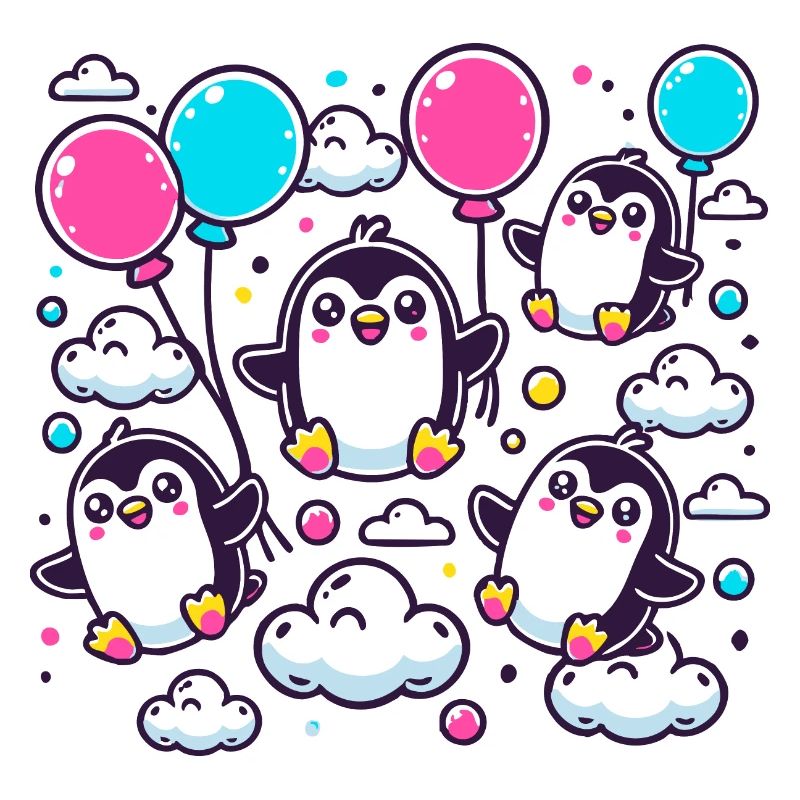 Pinguine an Ballons