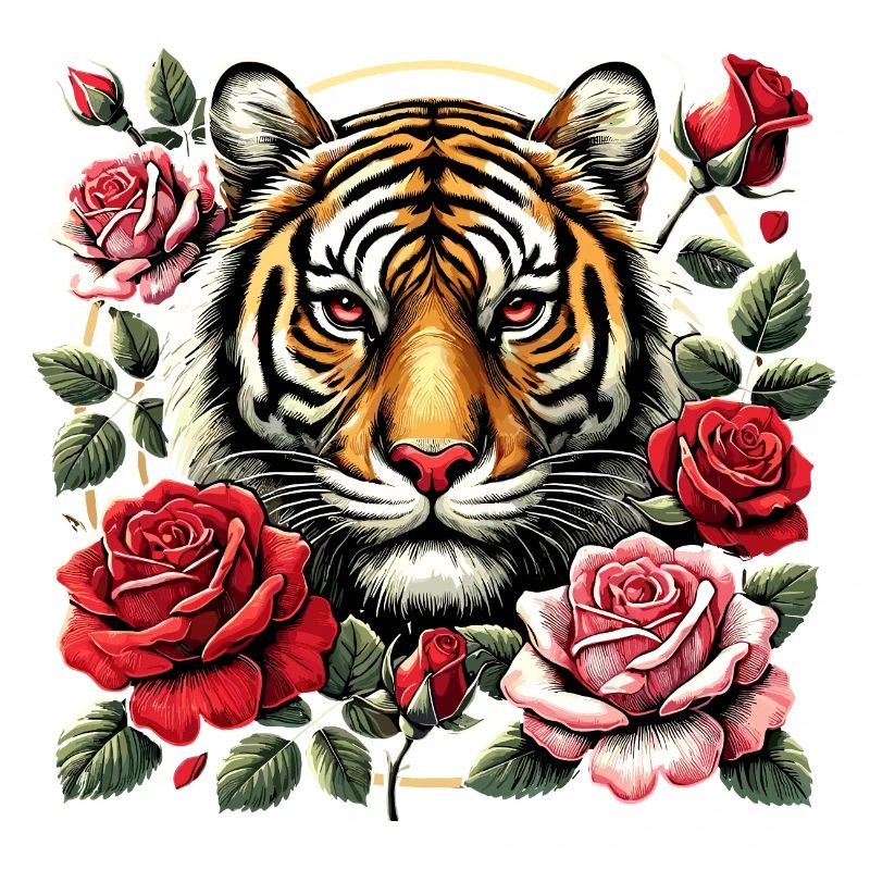 Tiger und Rosen