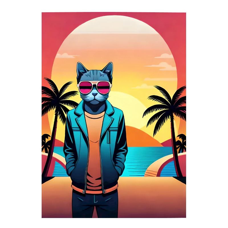 Synthwave Katze