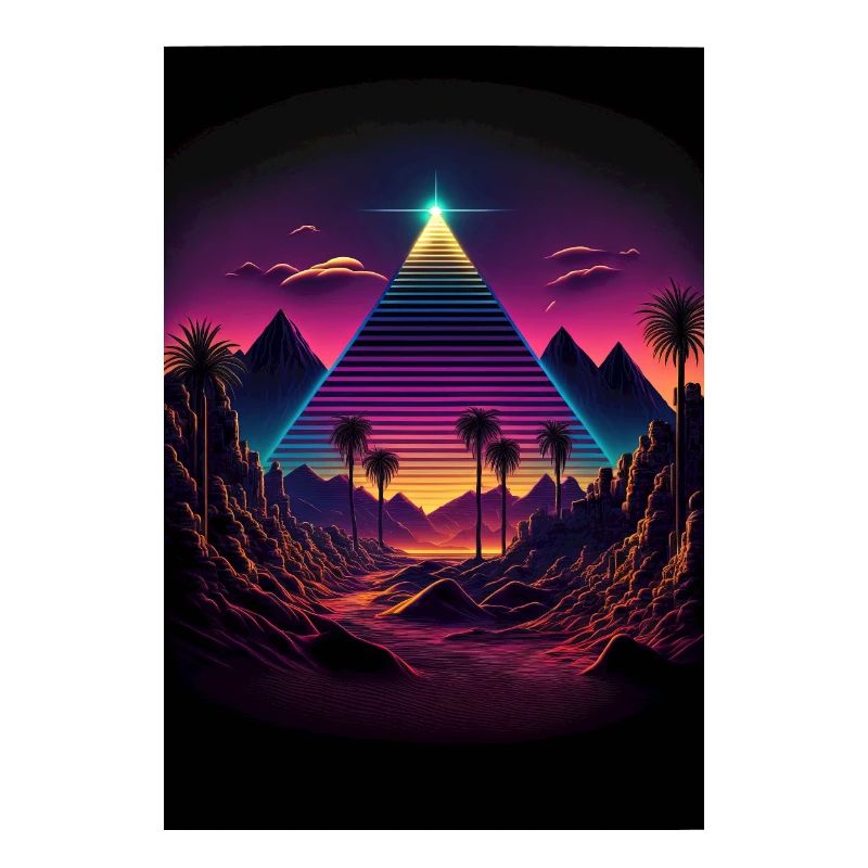 Luminous Monolith: A Retrowave Synthwave Pyramid