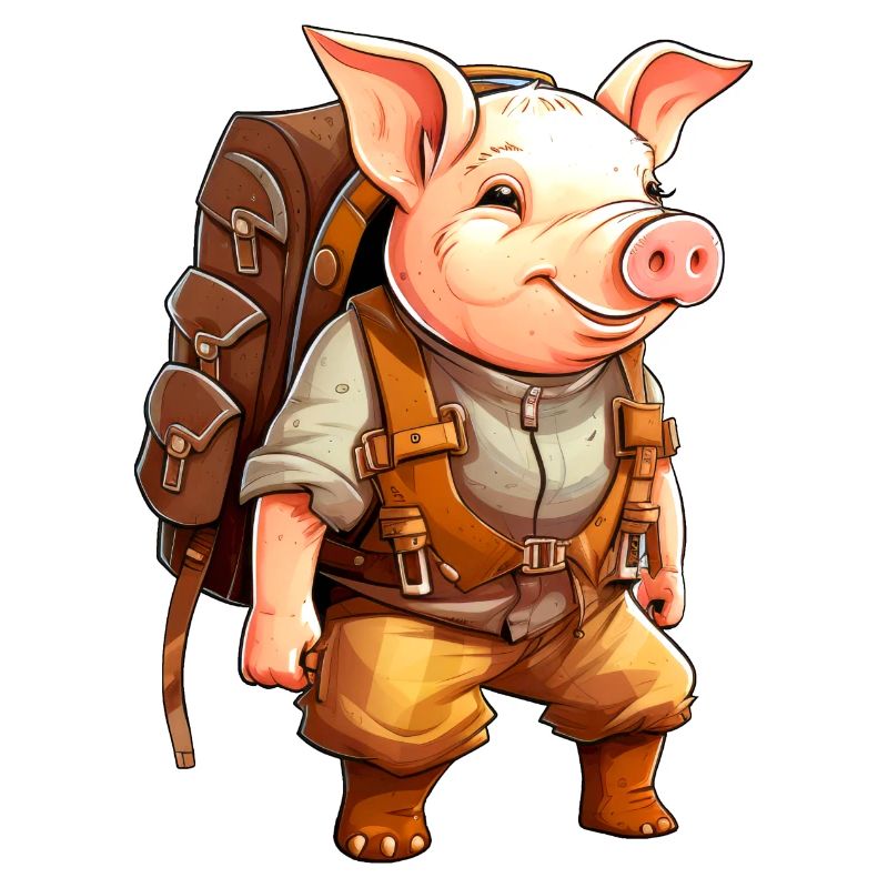 Schweinchen Wandern / Bergsteiger Schweinchen