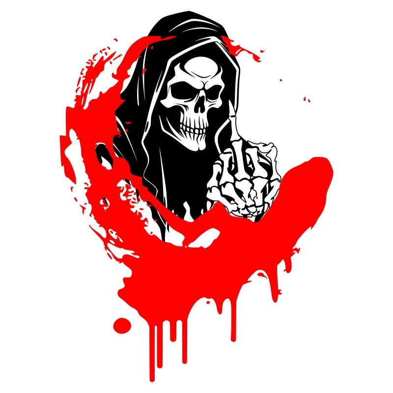 Rebellenschädel Illustration mit Mittelfinger