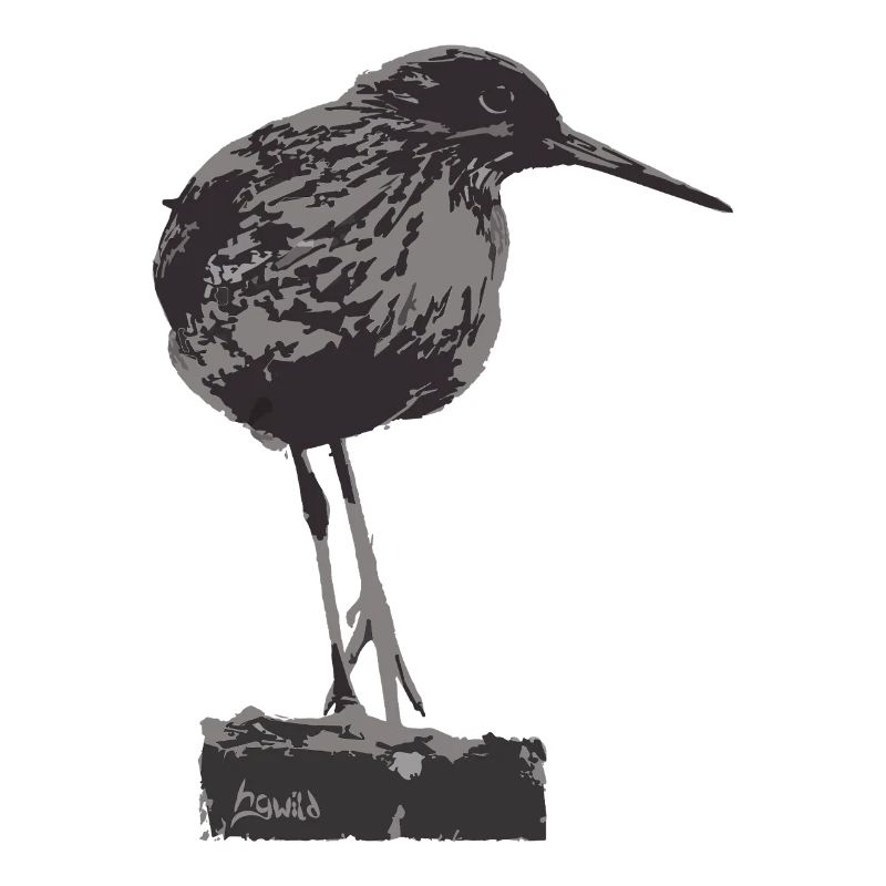 Rotschenkel - Monochrome Vogel Silhouette