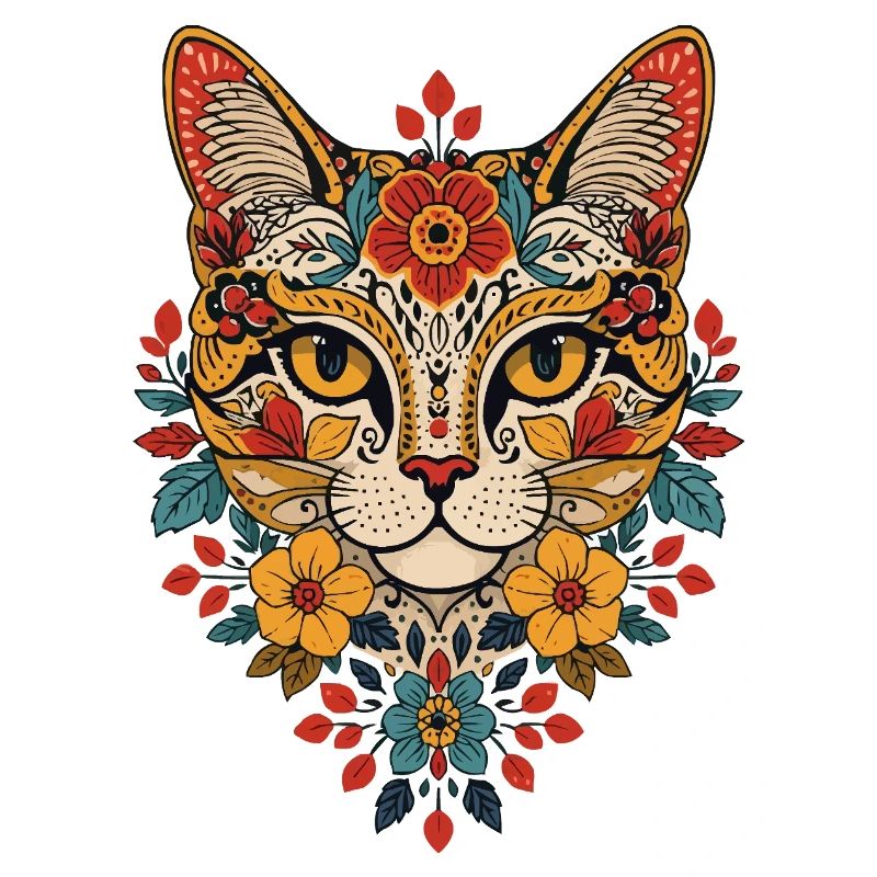 Blumenkatze Kopfdesign floral