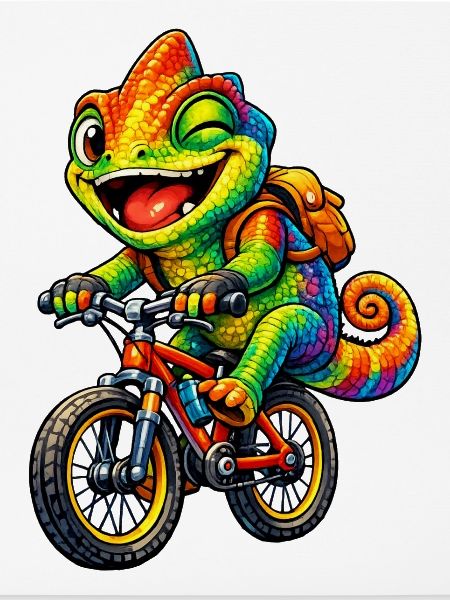 Chamäleon auf dem Fahrrad