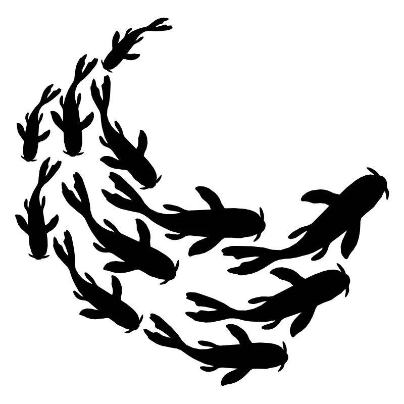 School Silhouette Koi Fish
