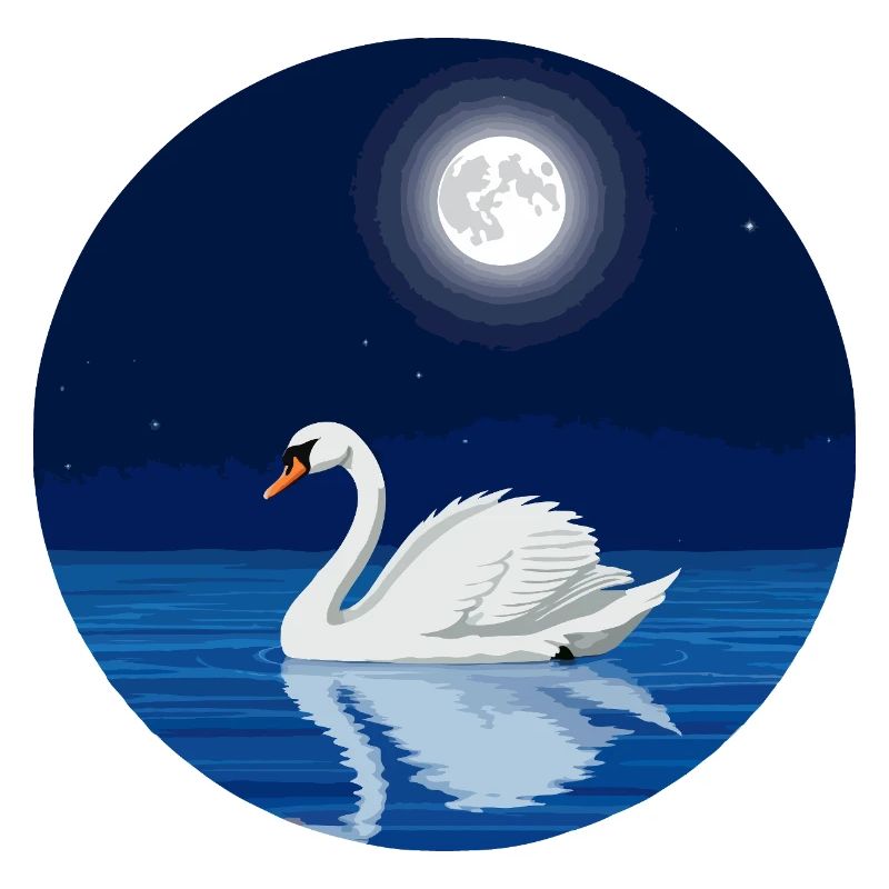 Schwan bei Vollmond
