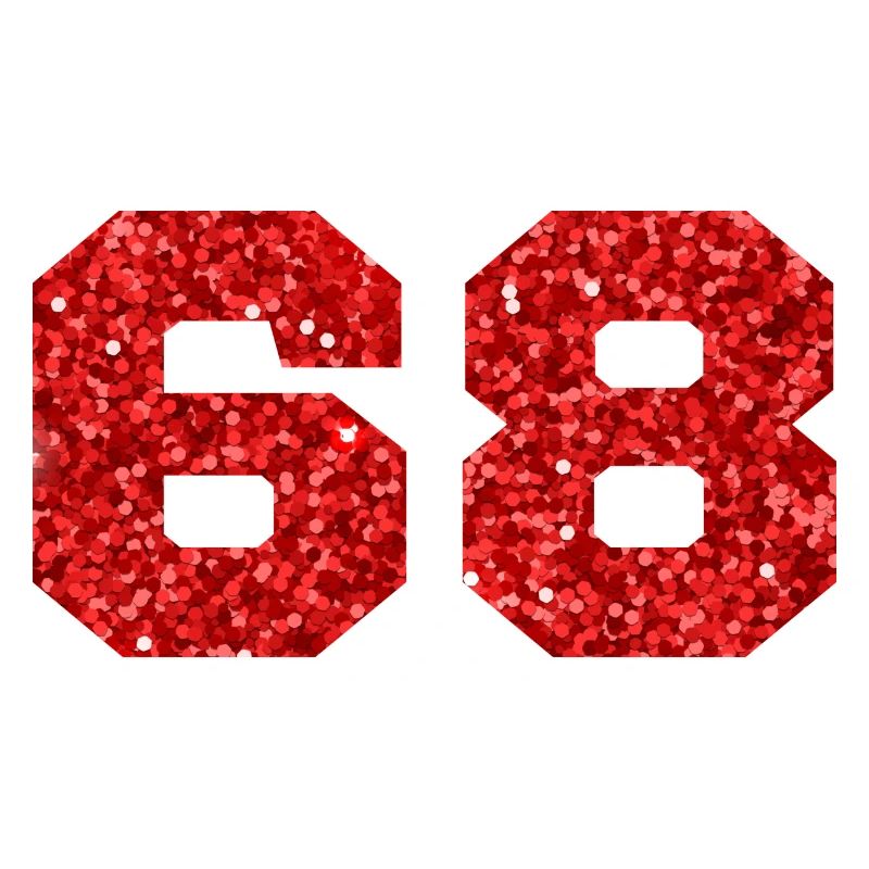 Number 68 Red Glitter - 68th Anniversary