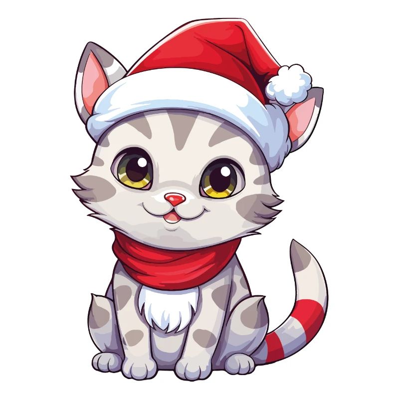 Chat Noël Chat De Noël Mignon Joyeux Catmas