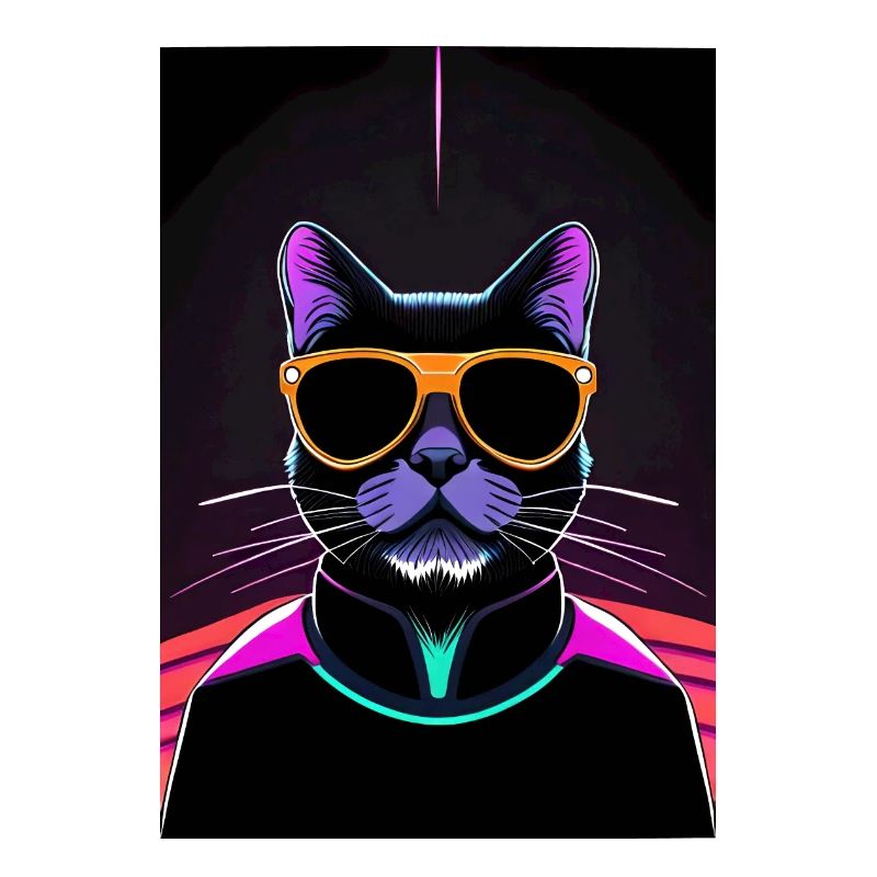Schwarze Synthwave Katze