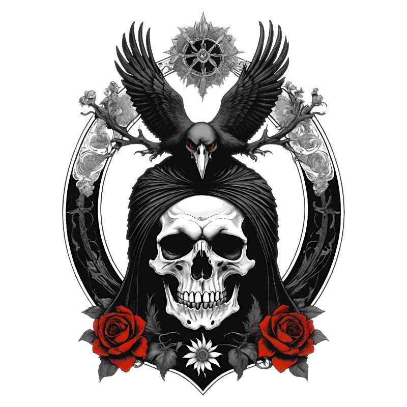 skull and crow