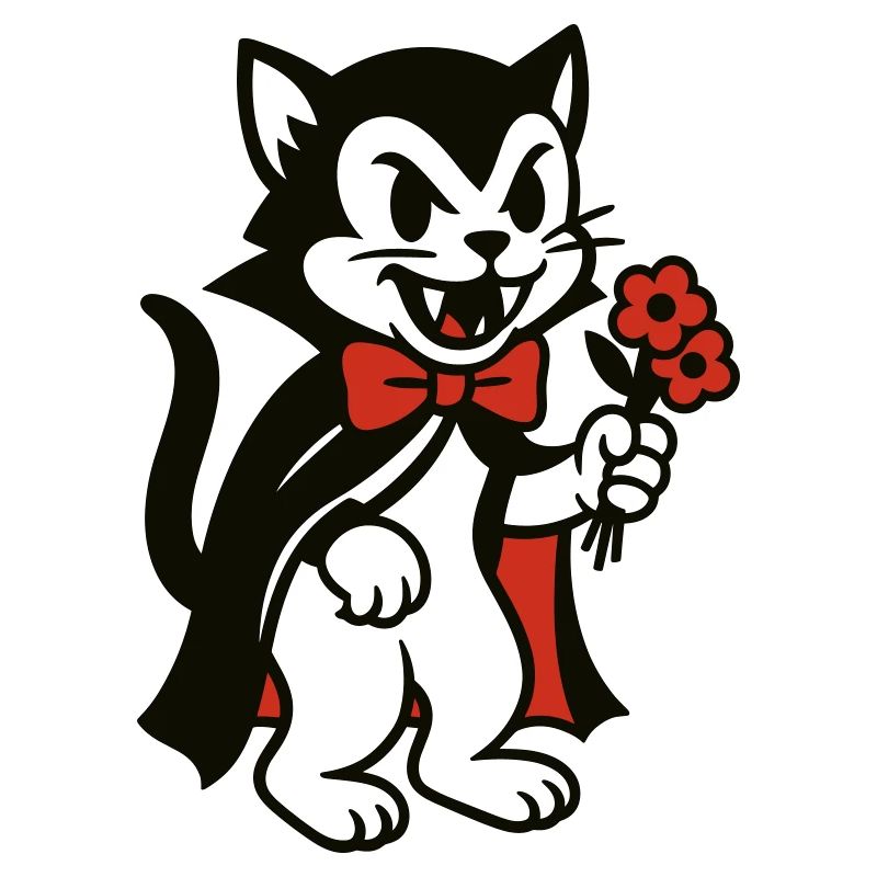 Dracula Kater mit Blumenstrauss