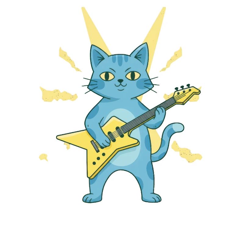 Blauer Katzen Gitarrist