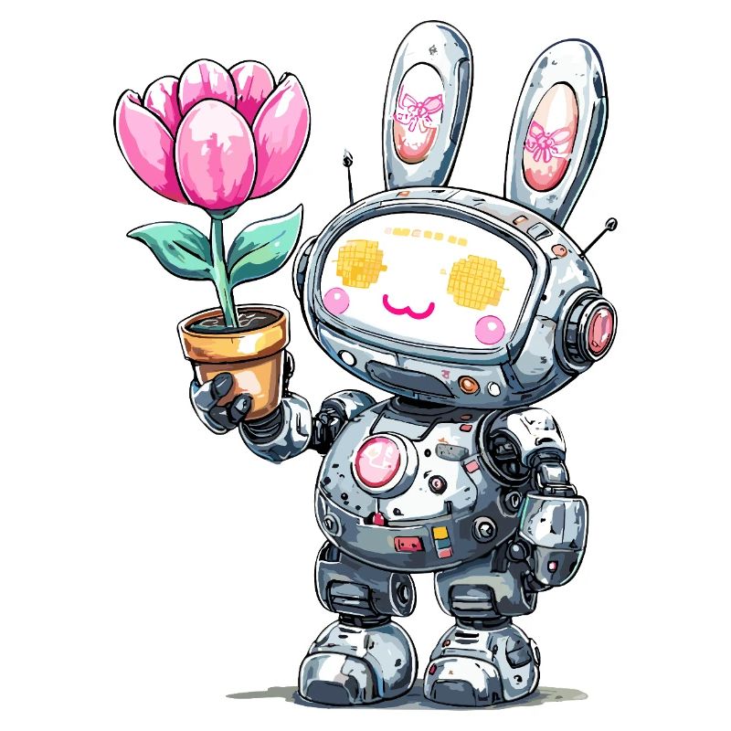 Robo-Bunny mit Blume