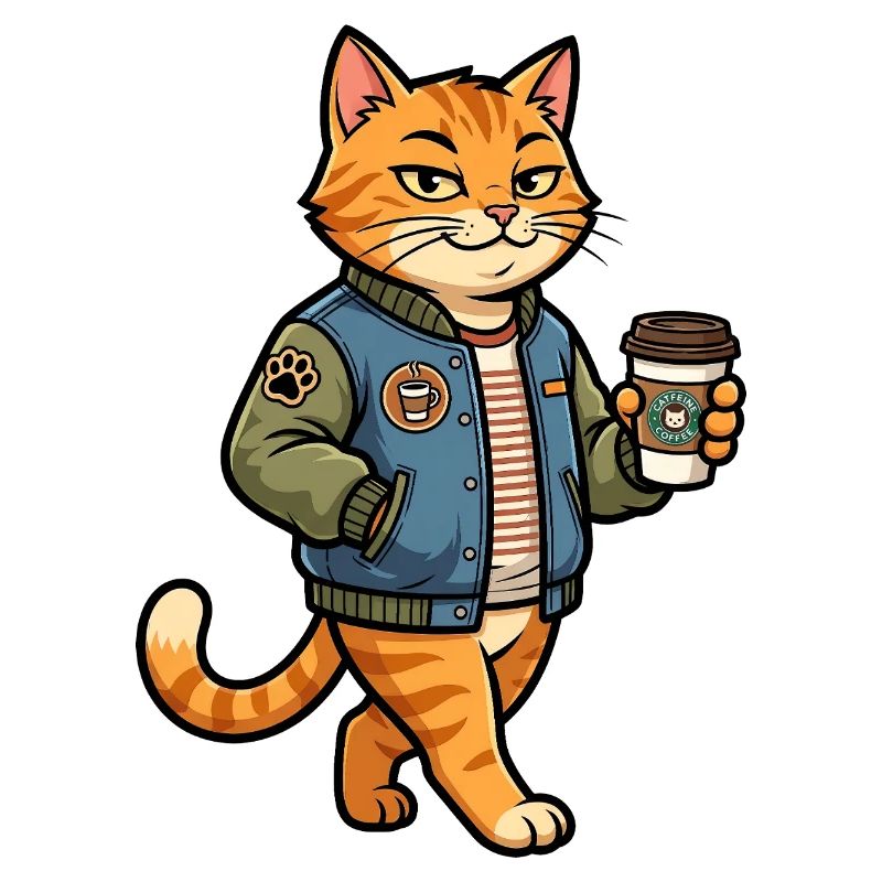 Katzenbarista im Denimjacke
