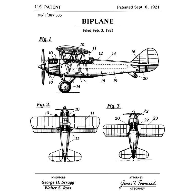 Antikes Doppeldeckerpatent von 1921
