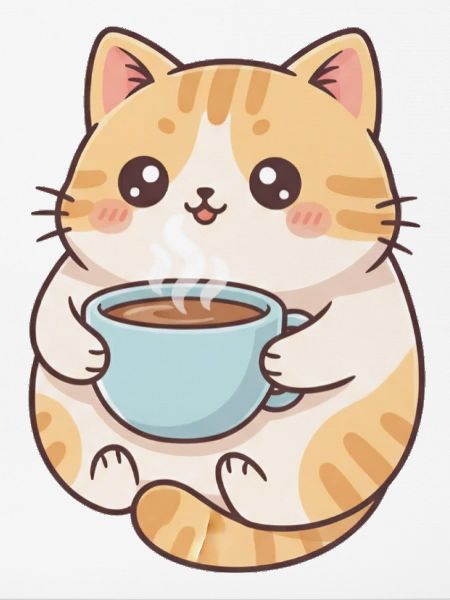Katze mit Kaffee 
