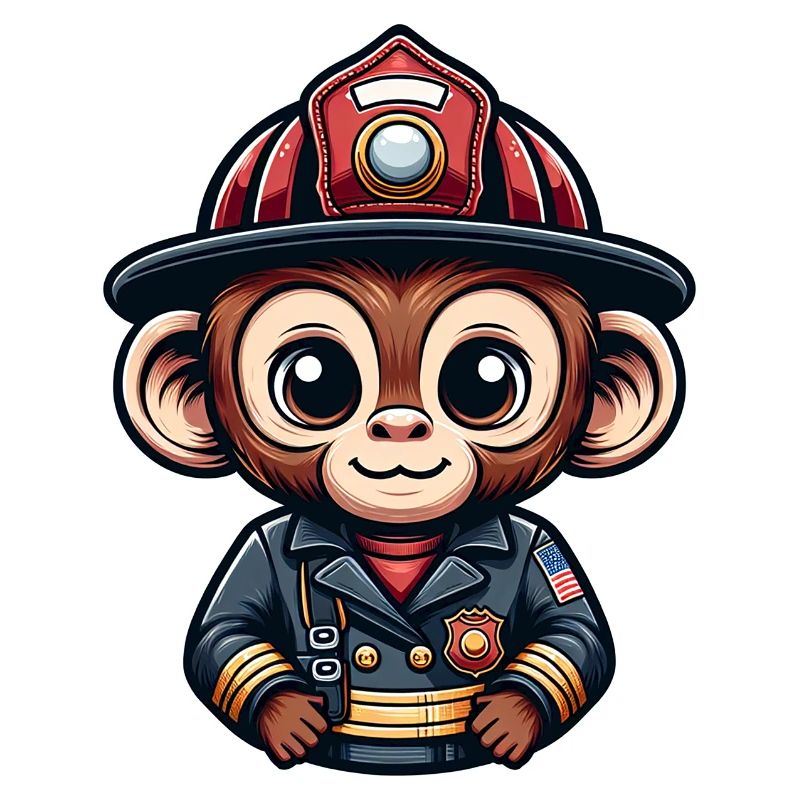 Cute Monkey Firefighter